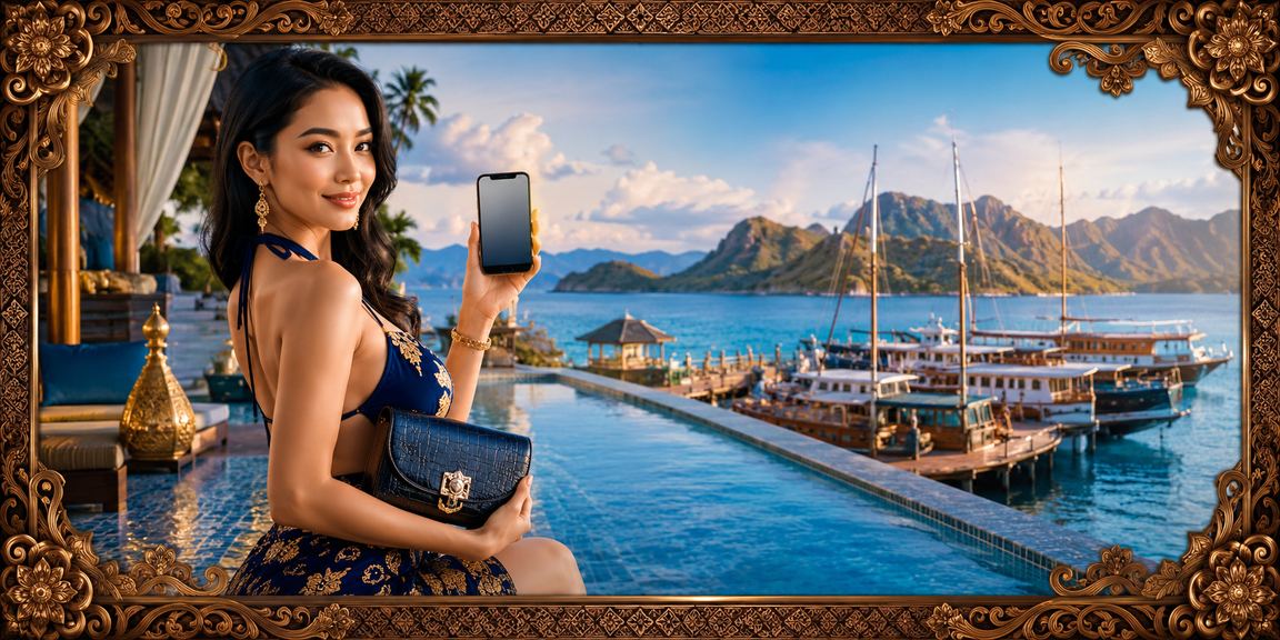 Suasana festival dengan tampilan aplikasi casino dan bonus di layar ponsel